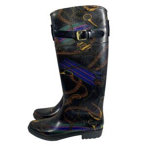 Lauren Ralph Lauren RLL Rossalyn Tall Rain Boots Womens 7 B Bridle Design